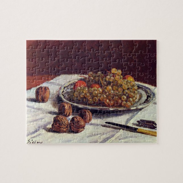 Grapes & Walnuts on a Table Sisley Impressionist Jigsaw Puzzle (Horizontal)