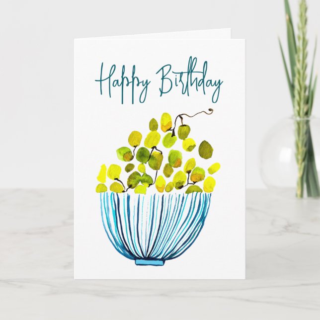 Grapes watercolor cute fruit card (Front)