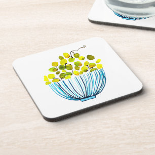 Grapes watercolor cute fruit coaster