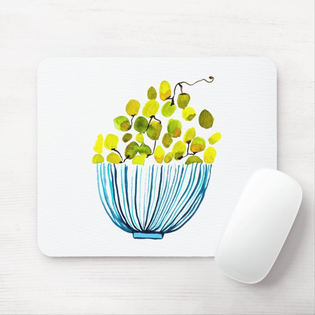 Grapes watercolor cute fruit mouse mat (With Mouse)