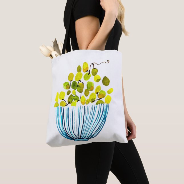 Grapes watercolor cute fruit tote bag (Close Up)