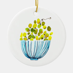 Grapes watercolor fruit illustration ceramic tree decoration