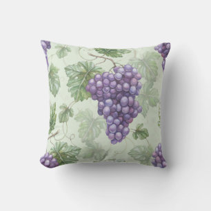 Grapes Watercolor, Fruit Seamless Pattern. Cushion