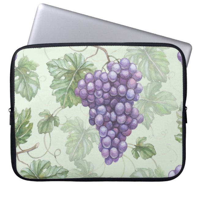 Grapes Watercolor, Fruit Seamless Pattern. Laptop Sleeve (Front)