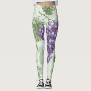 Grapes Watercolor, Fruit Seamless Pattern. Leggings