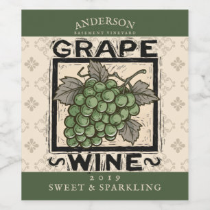 Grapes white wine homemade shrub cordial wine label