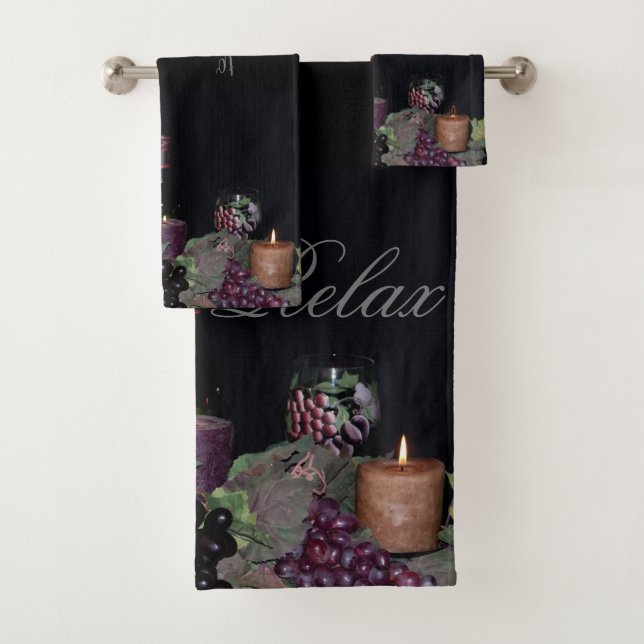 Grapes, Wine and Candles Bath Towel Set (Insitu)