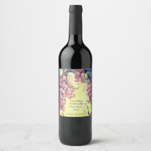 Grapes Wine Bottle Label Boutique Winery & Event