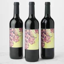 Grapes Wine Bottle Label | Vineyard Style | Custom