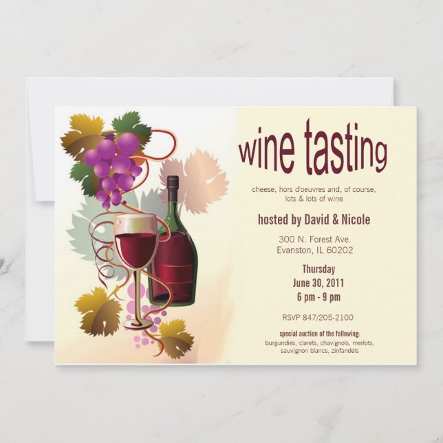 grapes wine tasting invitation (Front)