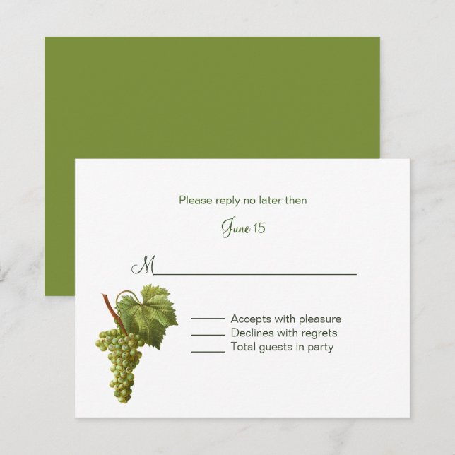 Grapes Winery Themed Wedding Wedding RSVP Invitation (Front/Back)
