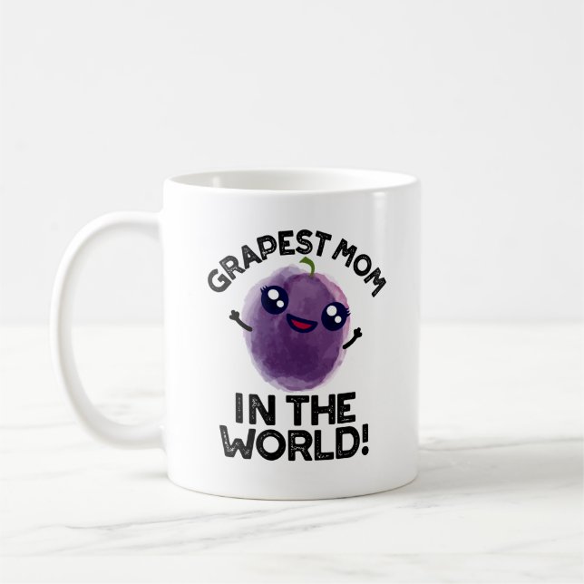 Grapest Mum In The World Funny Fruit Pun  Coffee Mug (Left)