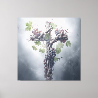 Grapevine Cross Canvas Print