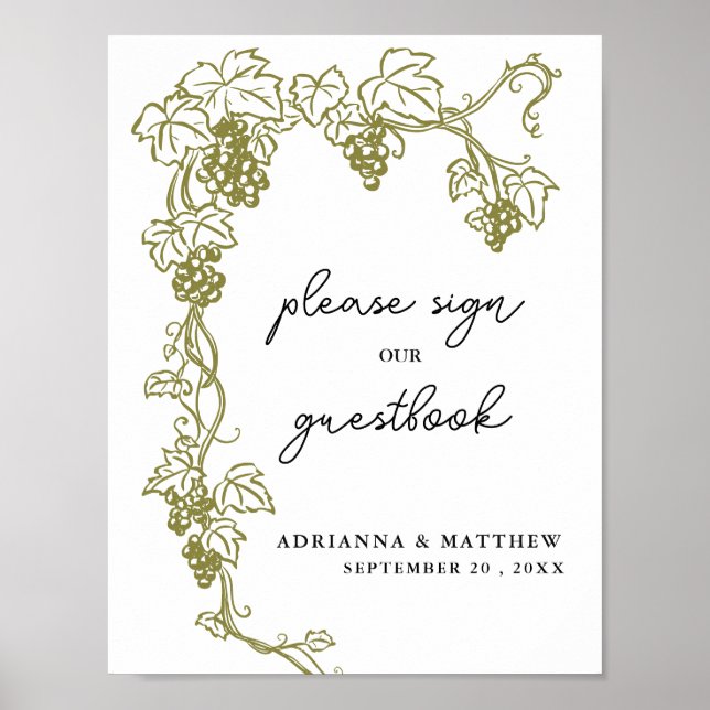Grapevine Elegant Vineyard | Italy Wedding Sign (Front)