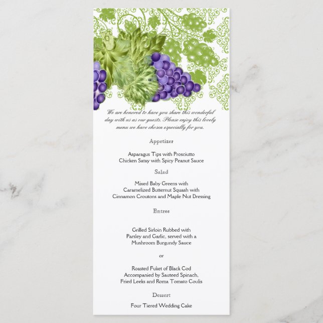 Grapevine Garden Wedding Menu (Front)
