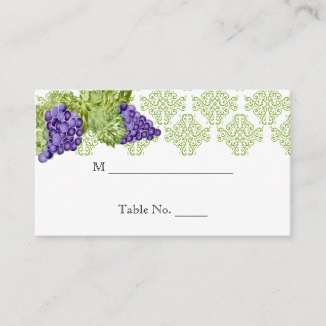 Grapevine Garden Wedding Place Cards (Front)