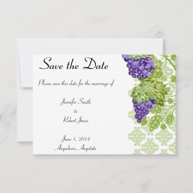 Grapevine Garden Wedding Save the Date (Front)