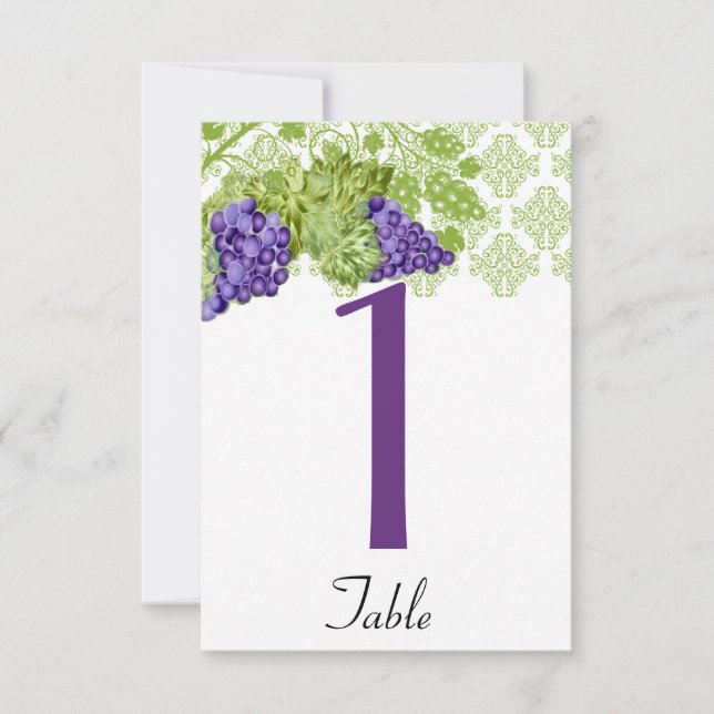 Grapevine Garden Wedding Table Number (Front)
