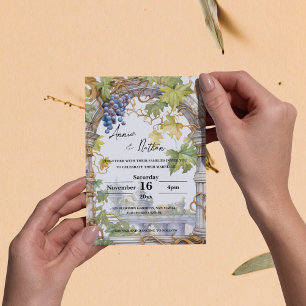 Grapevine Romantic Vineyard Wedding Invitation Postcard