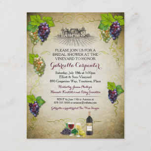 Grapevine Vineyard Bridal Shower Invitation