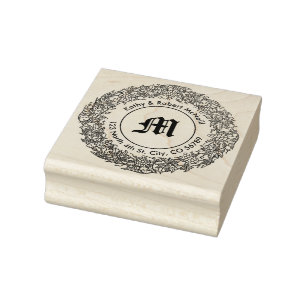 Grapevine Wreath Return Address Template Rubber Stamp