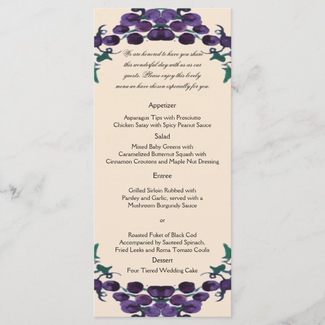 Grapevine Wreath Wedding Menu (Front)