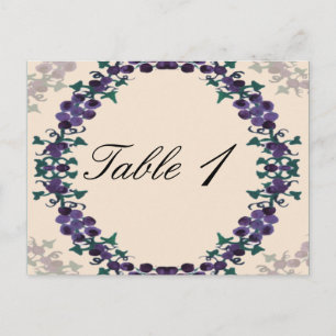 Grapevine Wreath Wedding Table Number Postcard