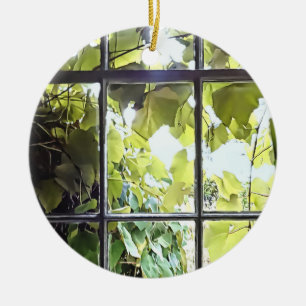Grapevines Seen Through Window Ceramic Tree Decoration