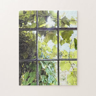 Grapevines Seen Through Window Jigsaw Puzzle