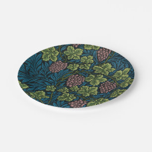 Grapevines with clusters of pink grapes Paper Plate