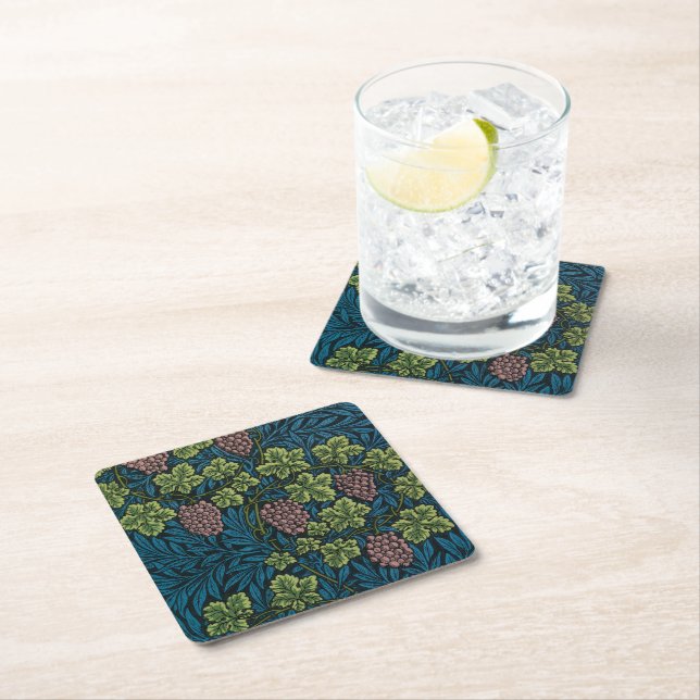  Grapevines with clusters of pink grapes  Square Paper Coaster (Insitu)