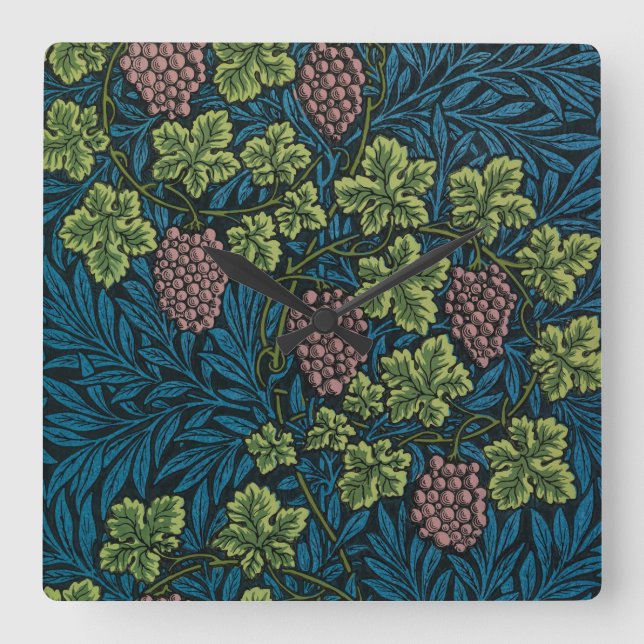  Grapevines with clusters of pink grapes  Square Wall Clock (Front)