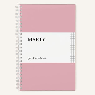 Graph Pink Notebook with Monogram