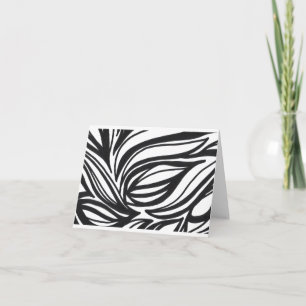 Graphic Abstract Floral Blank Card - Black & White