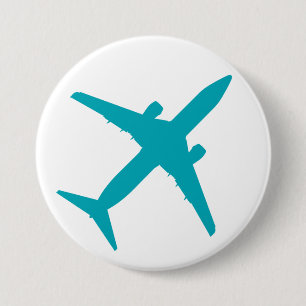Graphic Aeroplane in Aqua Blue 7.5 Cm Round Badge