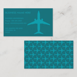 Graphic Aeroplane in Aqua Blue Business Card
