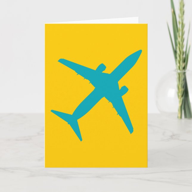 Graphic Aeroplane in Aqua Blue Card (Front)