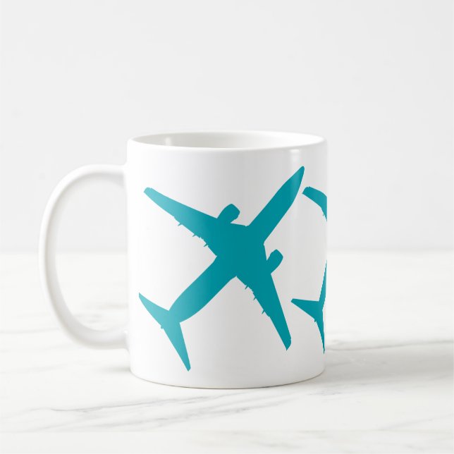 Graphic Aeroplane in Aqua Blue Coffee Mug (Left)