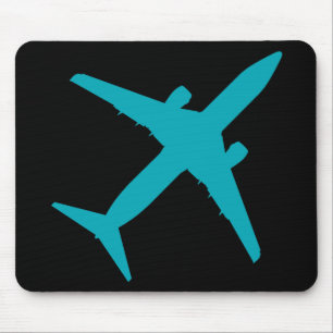 Graphic Aeroplane in Aqua Blue Mouse Mat