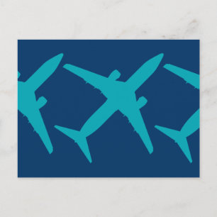 Graphic Aeroplane in Aqua Blue Postcard