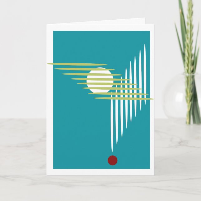 Graphic Art Card - Teal Lime White Red (Front)