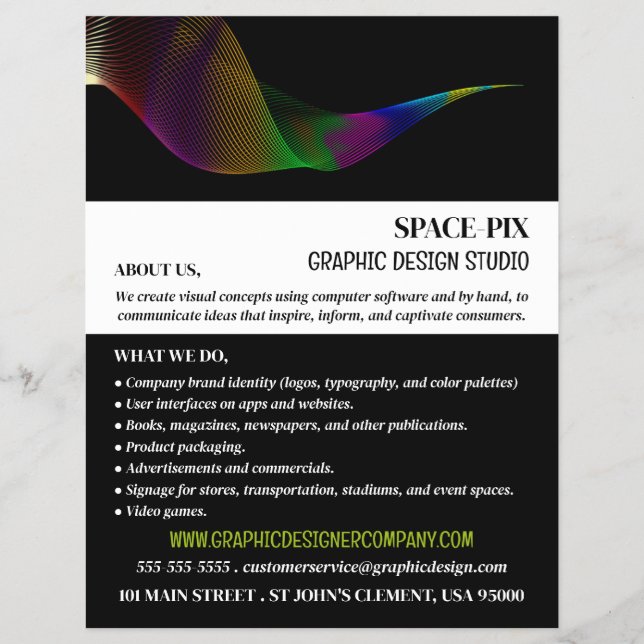 Graphic Art Design, Graphic Designer Advertising Flyer (Front)
