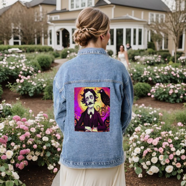 Graphic Art Edgar Allan Poe Poetry Literature Denim Jacket (Wedding Back)