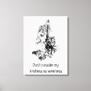Graphic Art Grey Wolf Wildlife Kindness Quote Canvas Print