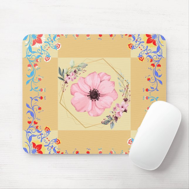 Graphic Art, Orange Illustration Spring Rebirth Mouse Mat (With Mouse)