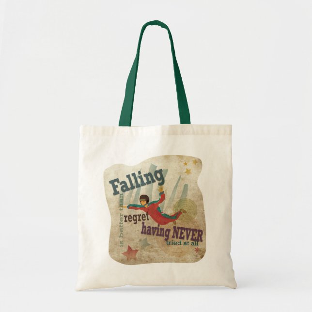 Graphic Art with motivational message: Skydiving Tote Bag (Front)