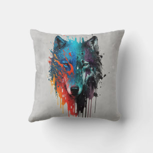 Graphic Art Wolf Wolves Animal Nature Wildlife  Cushion
