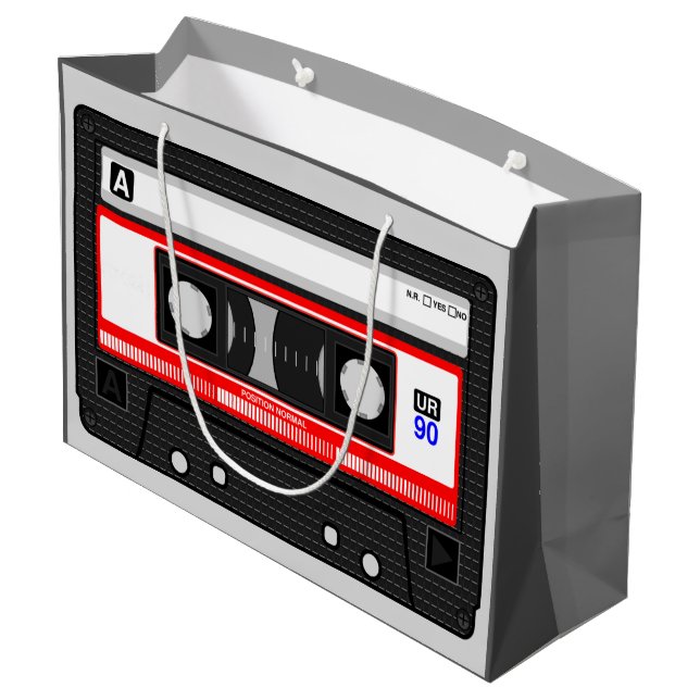 GRAPHIC AUDIO MUSIC CASSETTE TAPE  LARGE GIFT BAG (Back Angled)