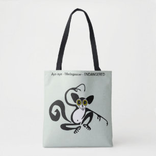  Graphic AYE-AYE- Primate - Lemur- Wildlife  Green Tote Bag