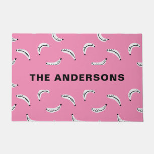 Graphic bananas - tropical fruit personalized name doormat